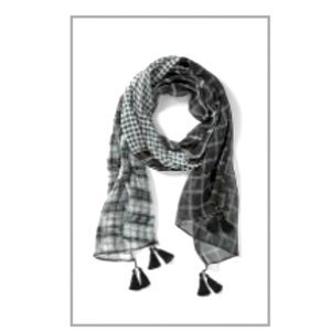 J.Jill black & cream mixed plaid scarf NWT